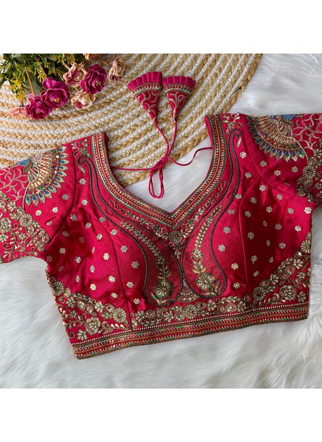 Italian Silk Rani Bridal Wear Embroidery Work Readymade Blouse